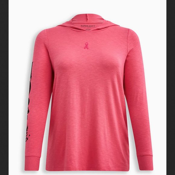 TORRID Plus Size 1X Super Soft Pink HOPE Long Sleeve Hooded Top - Picture 2 of 3